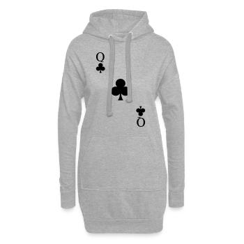 Kreuz Dame Königin Kostüm Q Spielkarte Karneval - Hoodie-Kleid - Grau meliert - Vorne