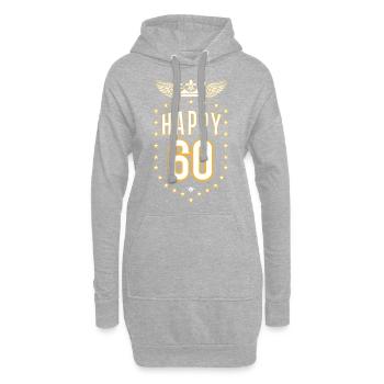 06 Happy 60 Crown Wings Star Birthday - Hoodie-Kleid - Grau meliert - Vorne