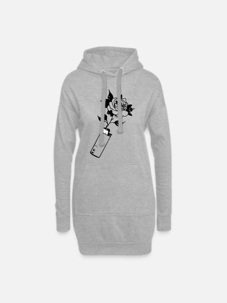 Briquet à fleurs (couleurs personnalisables) - Sweat-shirt à capuche long Femme - gris chiné