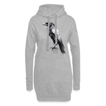 Corbeau - Sweat-shirt à capuche long Femme - gris chiné - Devant