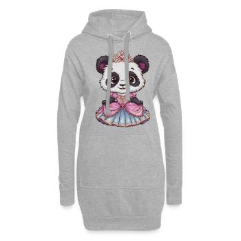 Kawaii Panda im Prinzessinnenkleid - Hoodie-Kleid - Grau meliert - Vorne