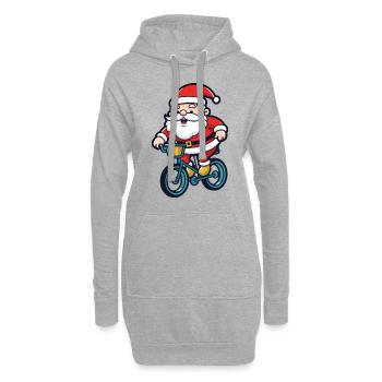 Weihnachtsmann Fahrrad Comic Weihnachten - Hoodie-Kleid - Grau meliert - Vorne