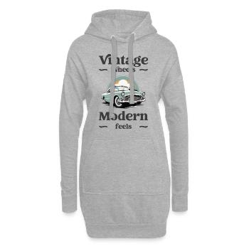 Vintage wheels modern feels. Vintage car design. - Hoodie Dress - heather grey - Front