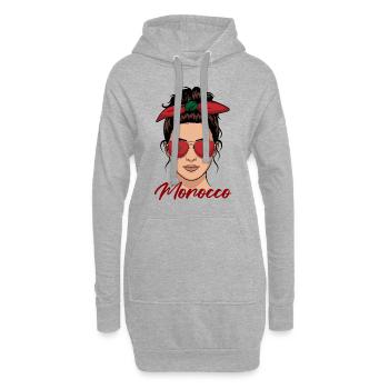 Fille Marocaine Femme Drapeau Maroc - Sweat-shirt à capuche long Femme - gris chiné - Devant