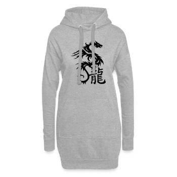 Dragon avec caractères chinois - Sweat-shirt à capuche long Femme - gris chiné - Devant