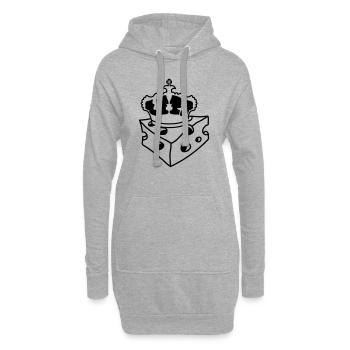 koenig krone koenigin prinzessin kaese loecher gau - Hoodie-Kleid - Grau meliert - Vorne