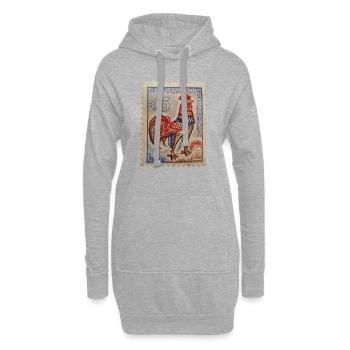 timbre français - Sweat-shirt à capuche long Femme - gris chiné - Devant