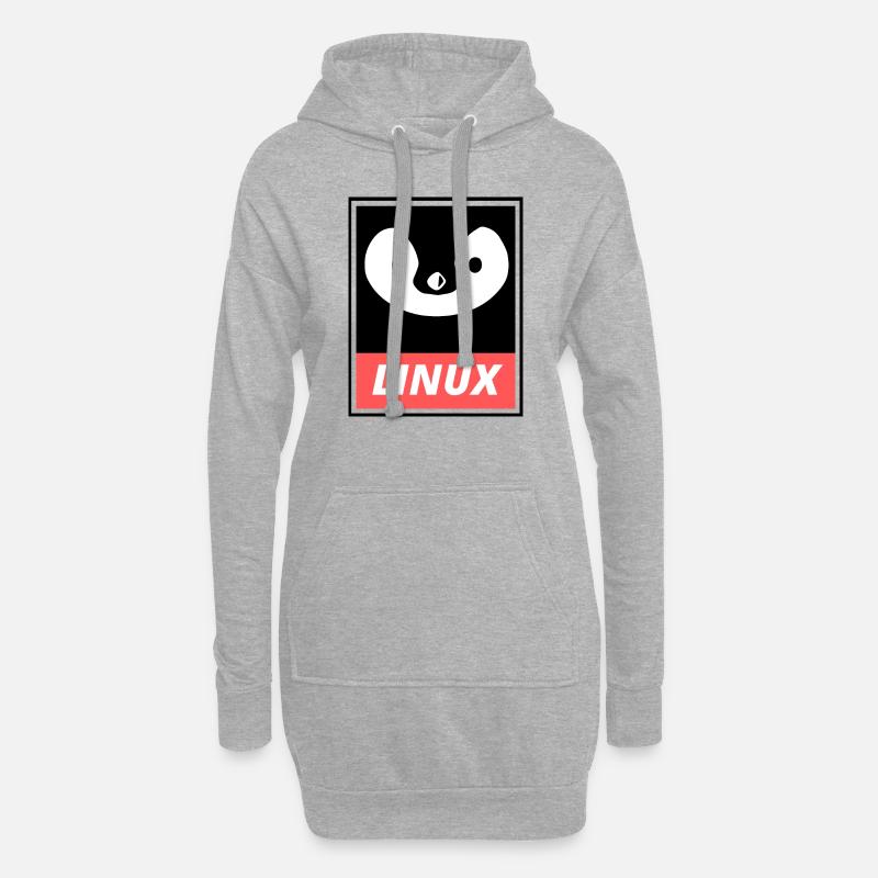 Linux Tux - Hoodie-Kleid - Grau meliert