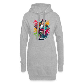 Skateboard avec des touches de couleur - Sweat-shirt à capuche long Femme - gris chiné - Devant