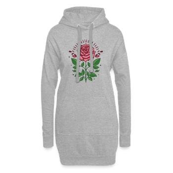Fleur de rose - Sweat-shirt à capuche long Femme - gris chiné - Devant