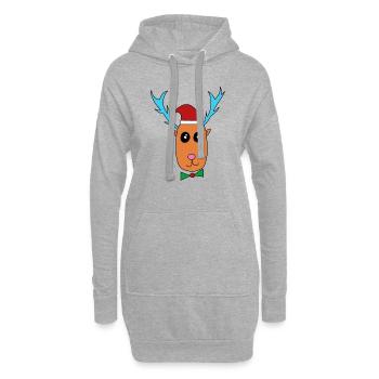 Reindeer celebrates Christmas - Hoodie Dress - heather grey - Front