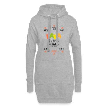 papa tu peux le faire naissance bébé - Sweat-shirt à capuche long Femme - gris chiné - Devant