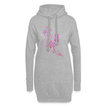 Papillon rose vrille fleurs d'été - Sweat-shirt à capuche long Femme - gris chiné - Devant