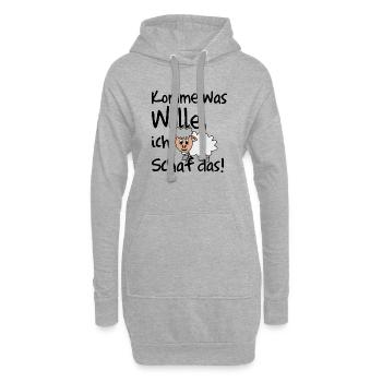 Komme was Wolle ich Schaf das. Lustiger Spruch - Hoodie-Kleid - Grau meliert - Vorne