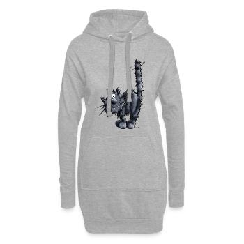Mignon Chaton - Sweat-shirt à capuche long Femme - gris chiné - Devant