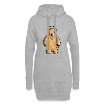 Lustiger Musik Bär - Teddy - Kopfhörer - Fun - Hoodie-Kleid - Grau meliert - Vorne