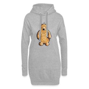 Grizzly drôle - mignon - cadeau - Sweat-shirt à capuche long Femme - gris chiné - Devant