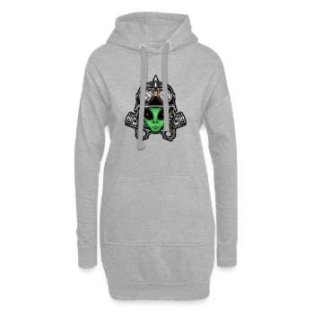 Alien vert - Sweat-shirt à capuche long Femme - gris chiné - Devant
