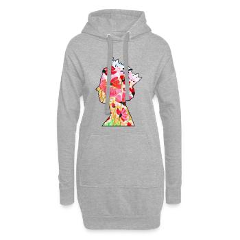 Silhouette de reine - Sweat-shirt à capuche long Femme - gris chiné - Devant
