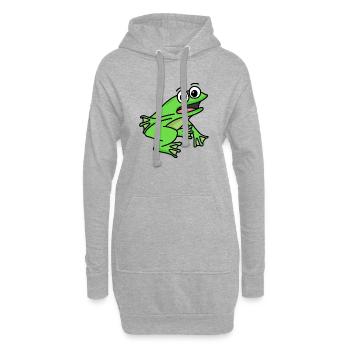 Motif de grenouille - Sweat-shirt à capuche long Femme - gris chiné - Devant