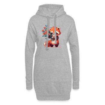 Panda roux à fleurs - Sweat-shirt à capuche long Femme - gris chiné - Devant