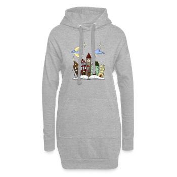 Ville de conte de fées des nuits - Sweat-shirt à capuche long Femme - gris chiné - Devant