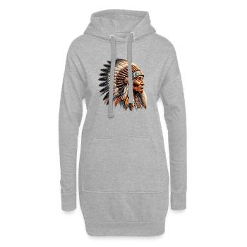 Amérindien Peau rouge d’Amérique - Sweat-shirt à capuche long Femme - gris chiné - Devant