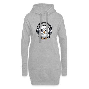Hibou blanc avec casque - Sweat-shirt à capuche long Femme - gris chiné - Devant