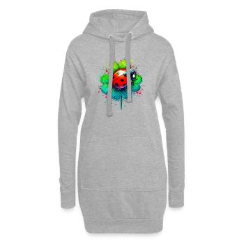 Coccinelle sur un trèfle à quatre feuilles - Sweat-shirt à capuche long Femme - gris chiné - Devant