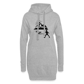 Wandererin, Frau, Berge - Hoodie-Kleid - Grau meliert - Vorne