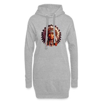 Amerikanischer Indianer Amerikaner - Hoodie-Kleid - Grau meliert - Vorne