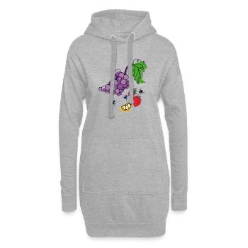 Obst mit Insekten - Hoodie-Kleid - Grau meliert - Vorne