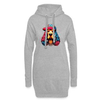 Chien - Sweat-shirt à capuche long Femme - gris chiné - Devant