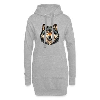 Wolf - Hoodie Dress - heather grey - Front
