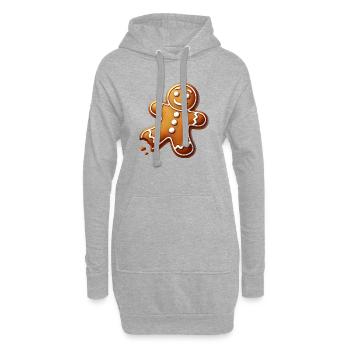 Lebkuchenmann mit Biss – Weihnachtliches Design - Hoodie-Kleid - Grau meliert - Vorne