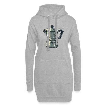 Cafetière à expresso - Sweat-shirt à capuche long Femme - gris chiné - Devant