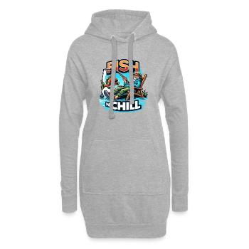 Fish'n Chill - Lustiger Angler - Hoodie-Kleid - Grau meliert - Vorne
