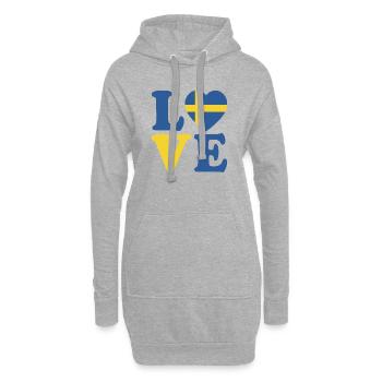 Schwarz-weiße schwedische Flagge herzförmiges Design - Hoodie-Kleid - Grau meliert - Vorne