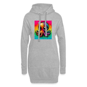Krake - Hoodie-Kleid - Grau meliert - Vorne
