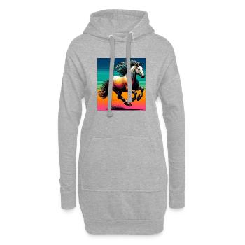 cheval - Sweat-shirt à capuche long Femme - gris chiné - Devant