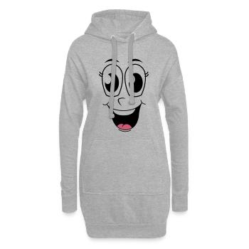 Glückliches Gesicht - Hoodie-Kleid - Grau meliert - Vorne