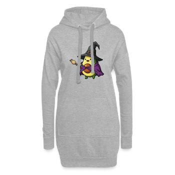 Lustiger Halloween Avocado Hexe Hexenbesen Cartoon - Hoodie-Kleid - Grau meliert - Vorne