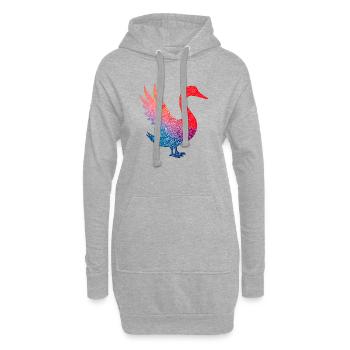 Buntes Flamingo-Blumenmuster - Hoodie-Kleid - Grau meliert - Vorne
