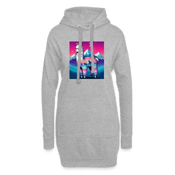 Alpaka - Hoodie-Kleid - Grau meliert - Vorne