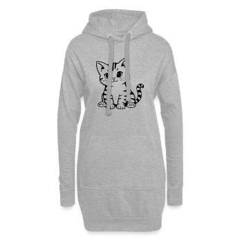 Cadeau de Noël Chat chaton Chat - Sweat-shirt à capuche long Femme - gris chiné - Devant