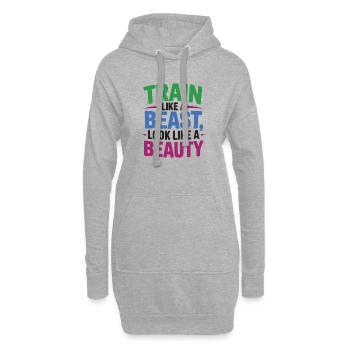 Entraînez-vous comme une bête, ressemblez à une beauté - Sweat-shirt à capuche long Femme - gris chiné - Devant