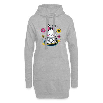 Moon Bunny in the Flower Circle - Hoodie Dress - heather grey - Front