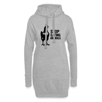 Veganer Raben-Silhouette - Hoodie-Kleid - Grau meliert - Vorne