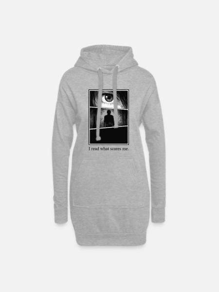 I read what scares me – Manga Horror Motiv - Hoodie-Kleid - Grau meliert
