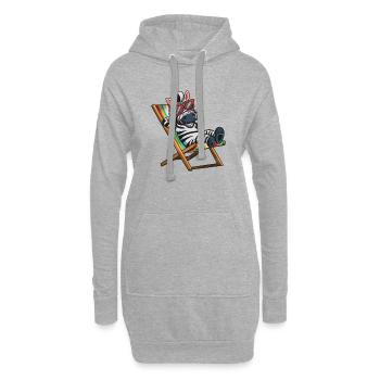 Le zèbre se détendant sur une chaise longue avec des rayures colorées - Sweat-shirt à capuche long Femme - gris chiné - Devant
